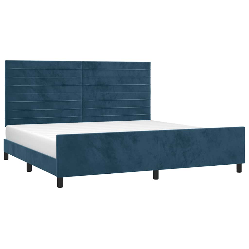Giroletto senza Materasso Blu Scuro 200x200 cm in Velluto | homemem39