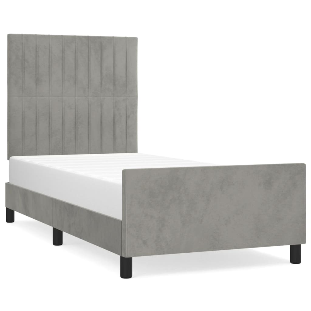 Giroletto senza Materasso Grigio Chiaro 90x190 cm Velluto - homemem39