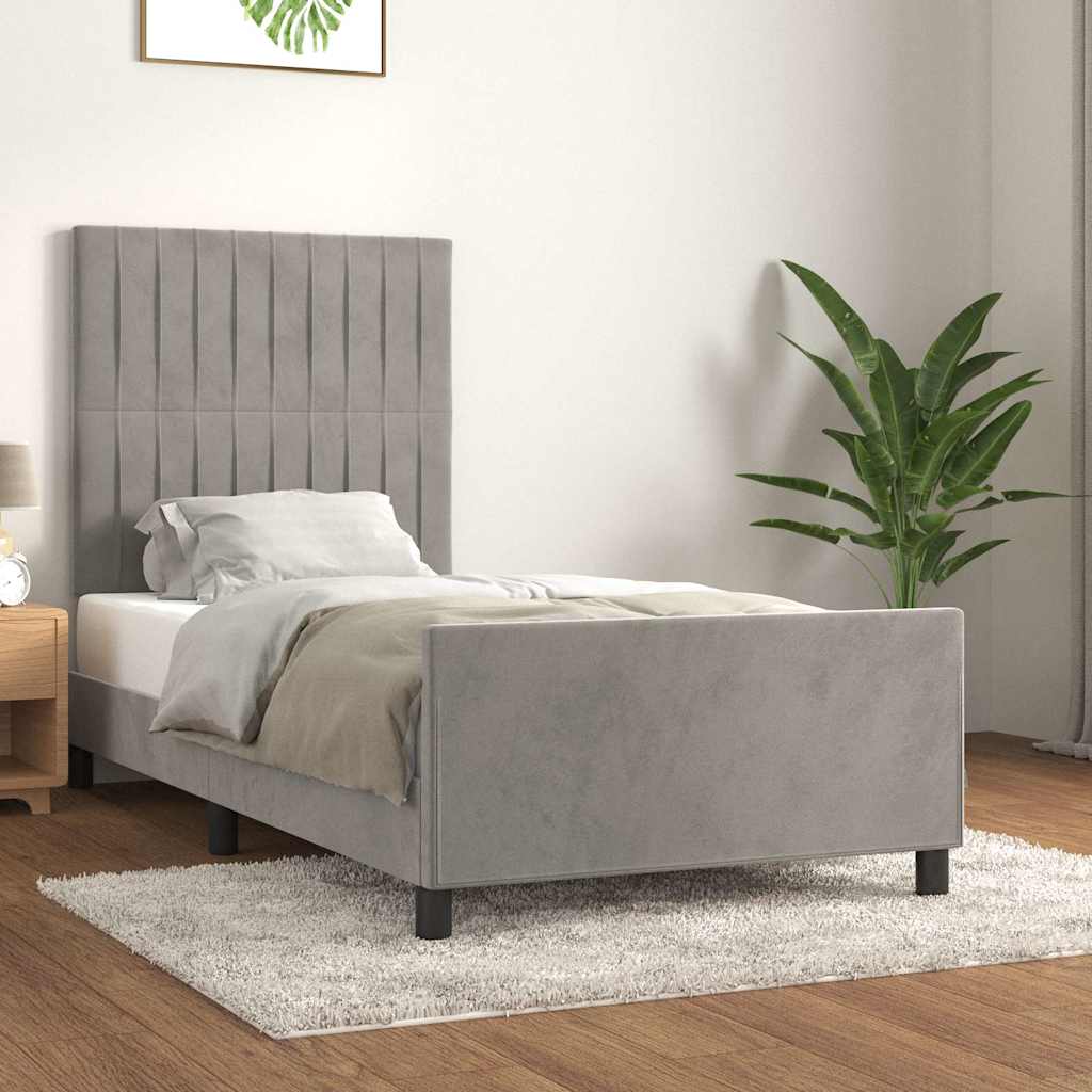 Giroletto senza Materasso Grigio Chiaro 90x200 cm Velluto