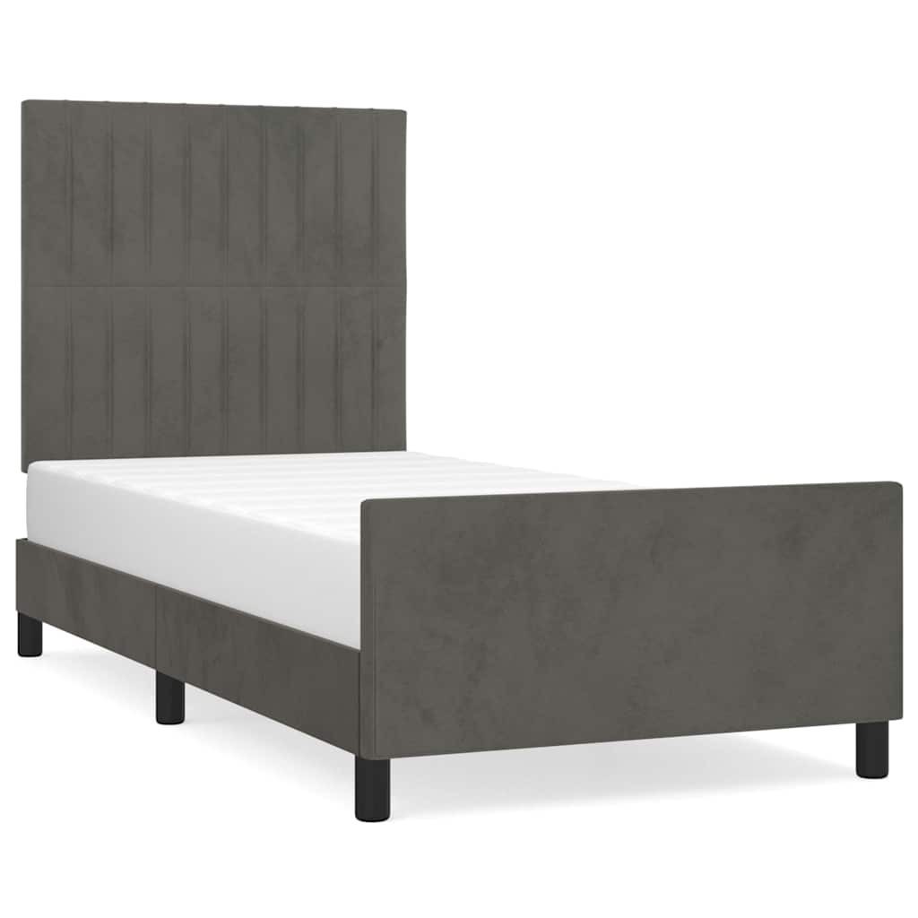 Giroletto senza Materasso Grigio Scuro 90x200 cm Velluto