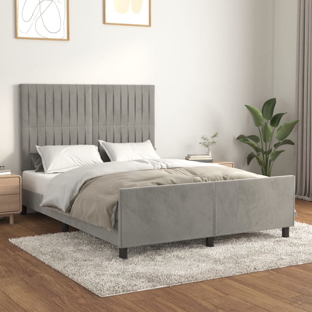 Giroletto senza Materasso Grigio Chiaro 140x190 cm Velluto - homemem39