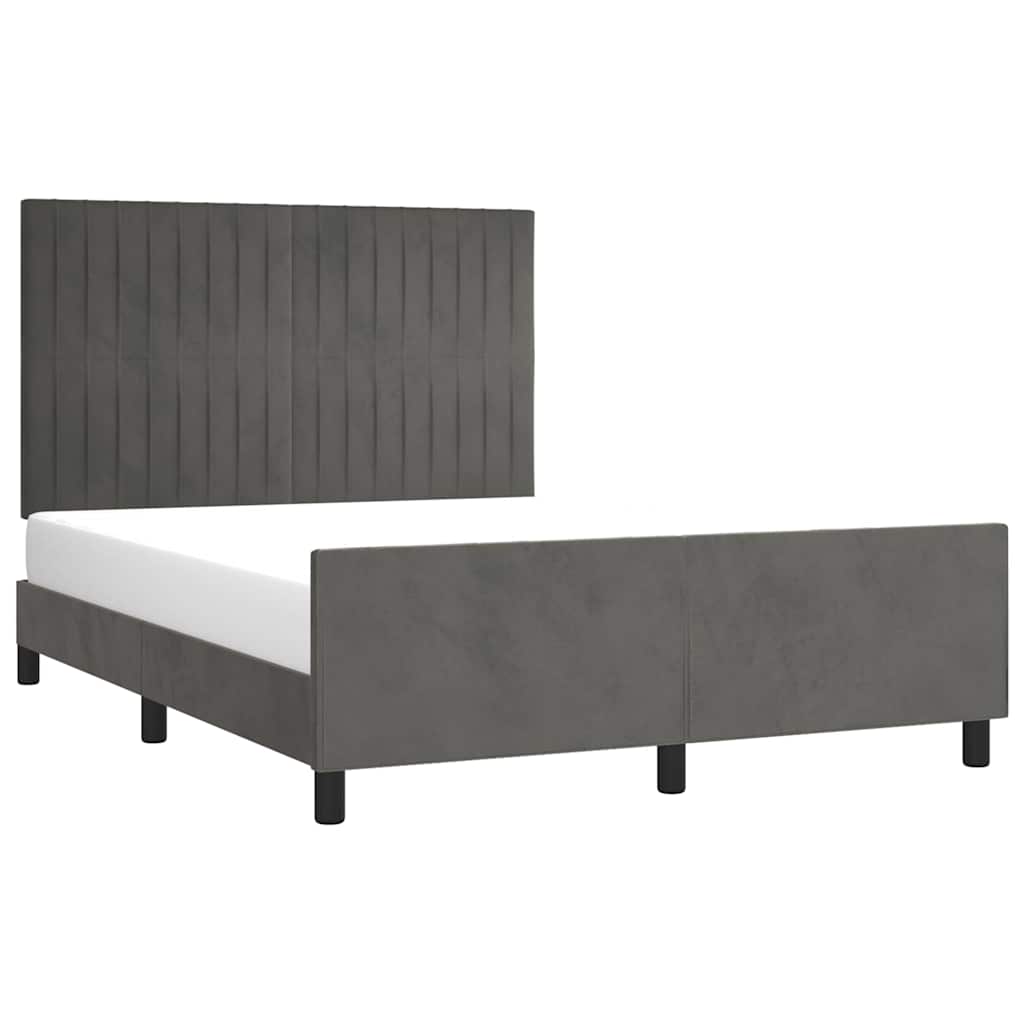 Giroletto senza Materasso Grigio Scuro 140x190 cm Velluto