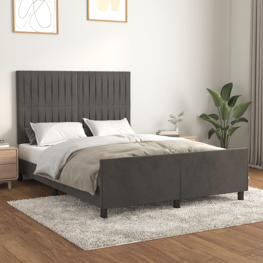 Giroletto senza Materasso Grigio Scuro 140x190 cm Velluto - homemem39