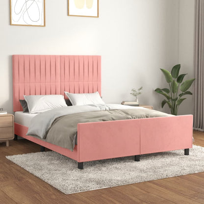 Giroletto con Testiera Rosa 140x190 cm in Velluto - homemem39