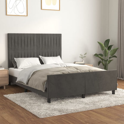 Giroletto senza Materasso Grigio Scuro 140x200 cm Velluto - homemem39