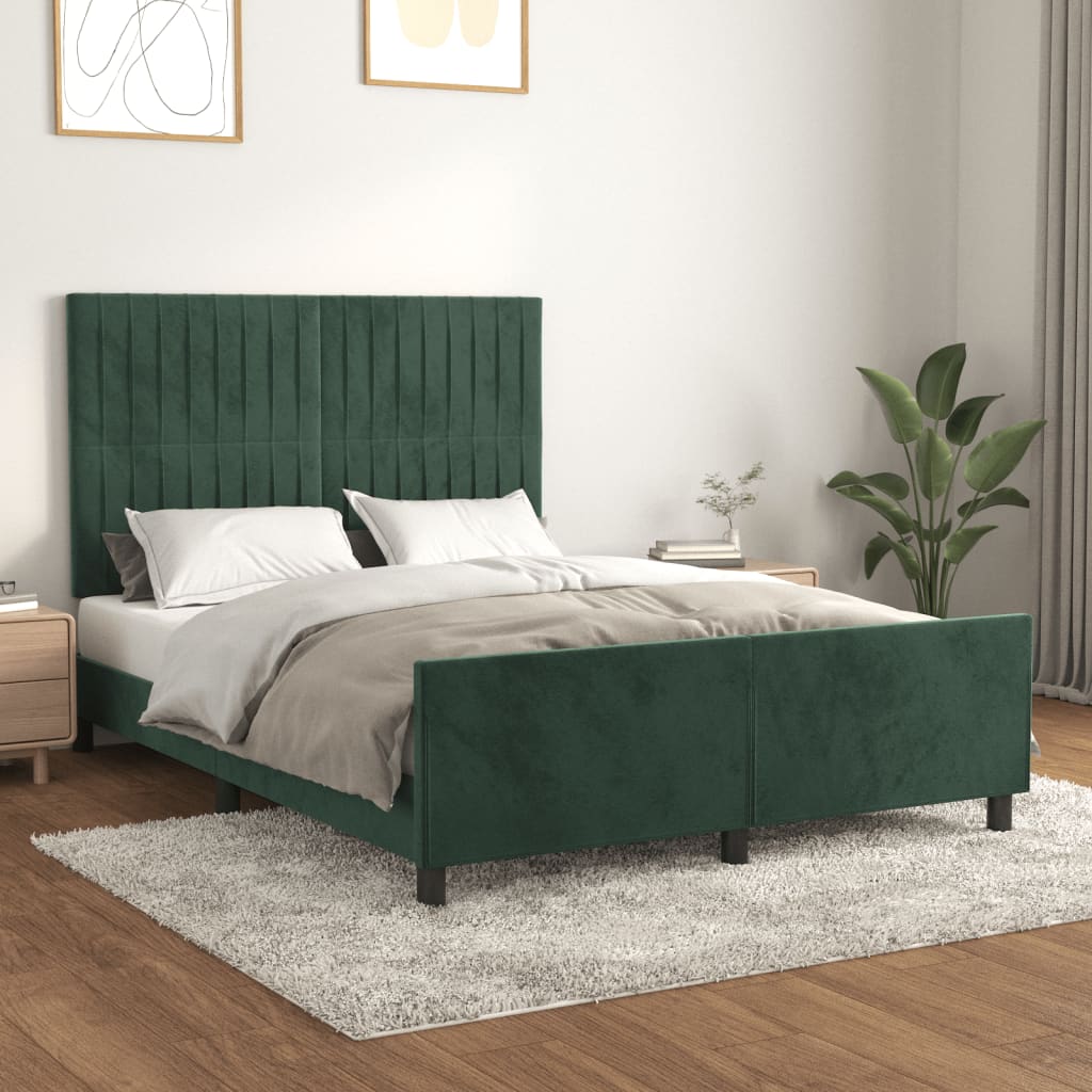 Giroletto senza Materasso Verde Scuro 140x200 cm in Velluto - homemem39