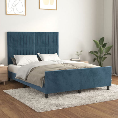 Giroletto senza Materasso Blu Scuro 140x200 cm Velluto - homemem39