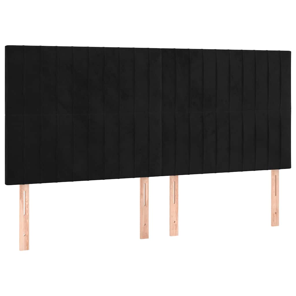 Giroletto con Testiera Nero 180x200 cm in Velluto