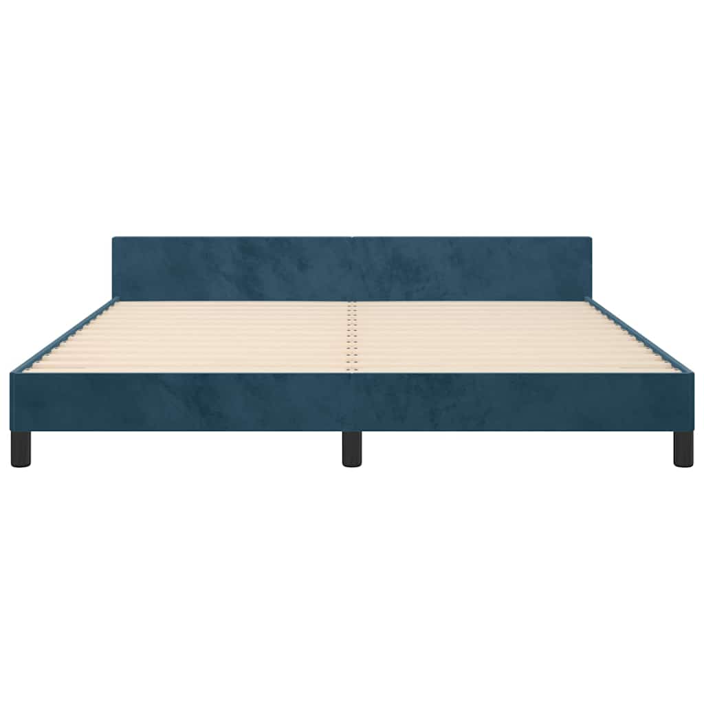 Giroletto con Testiera Blu Scuro 180x200 cm in Velluto