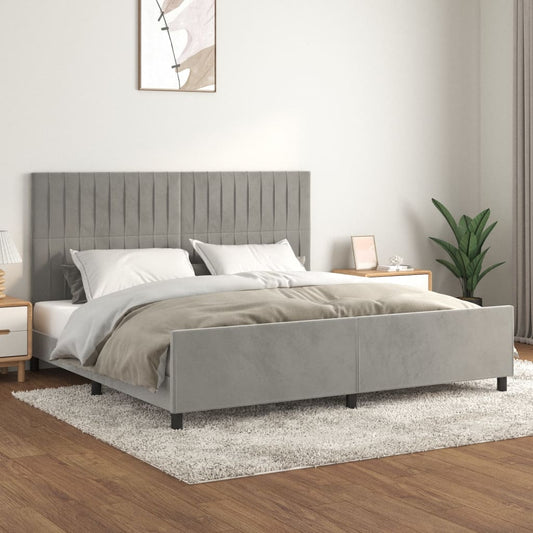 Giroletto senza Materasso Grigio Chiaro 200x200 cm Velluto - homemem39