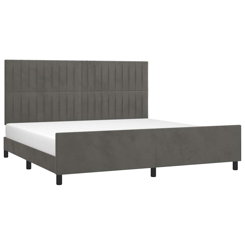 Giroletto senza Materasso Grigio Scuro 200x200 cm Velluto
