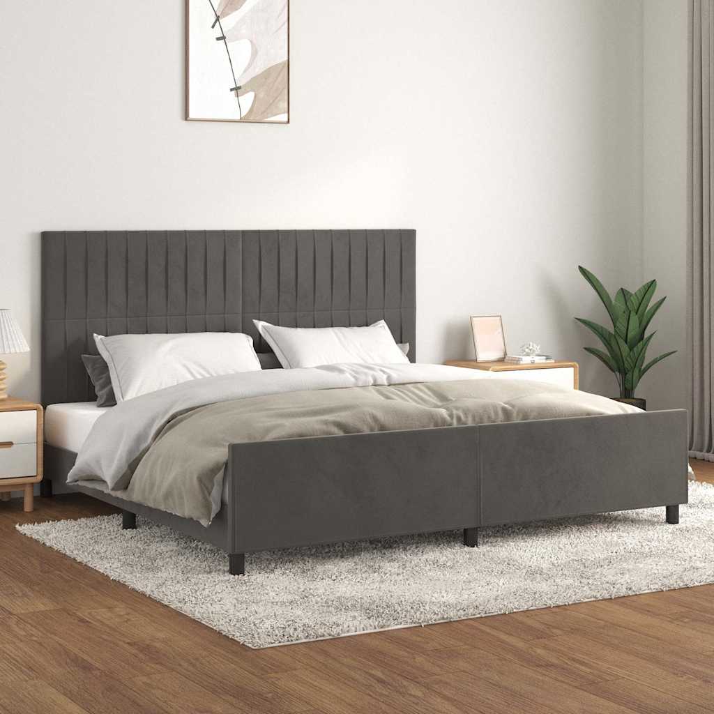 Giroletto senza Materasso Grigio Scuro 200x200 cm Velluto