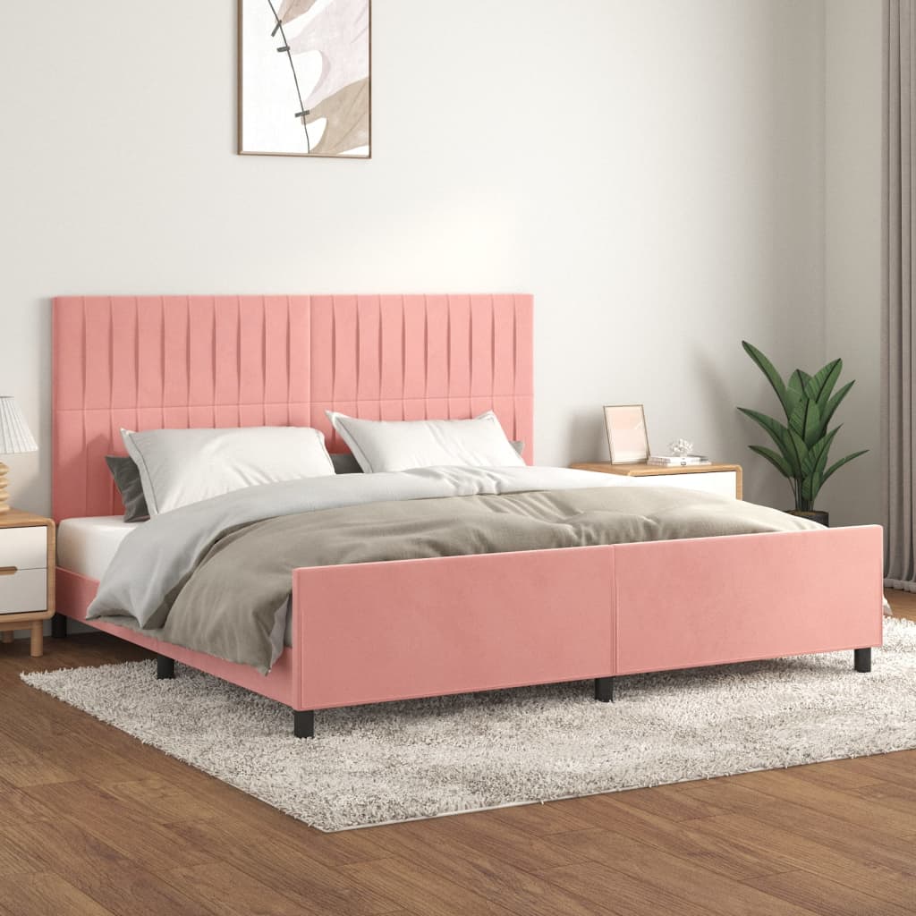 Giroletto con Testiera Rosa 200x200 cm in Velluto - homemem39