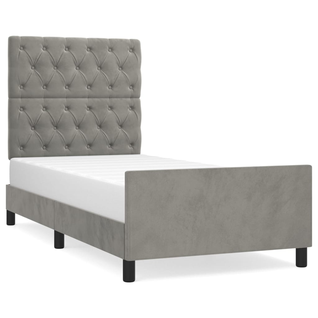Giroletto senza Materasso Grigio Chiaro 80x200 cm Velluto - homemem39