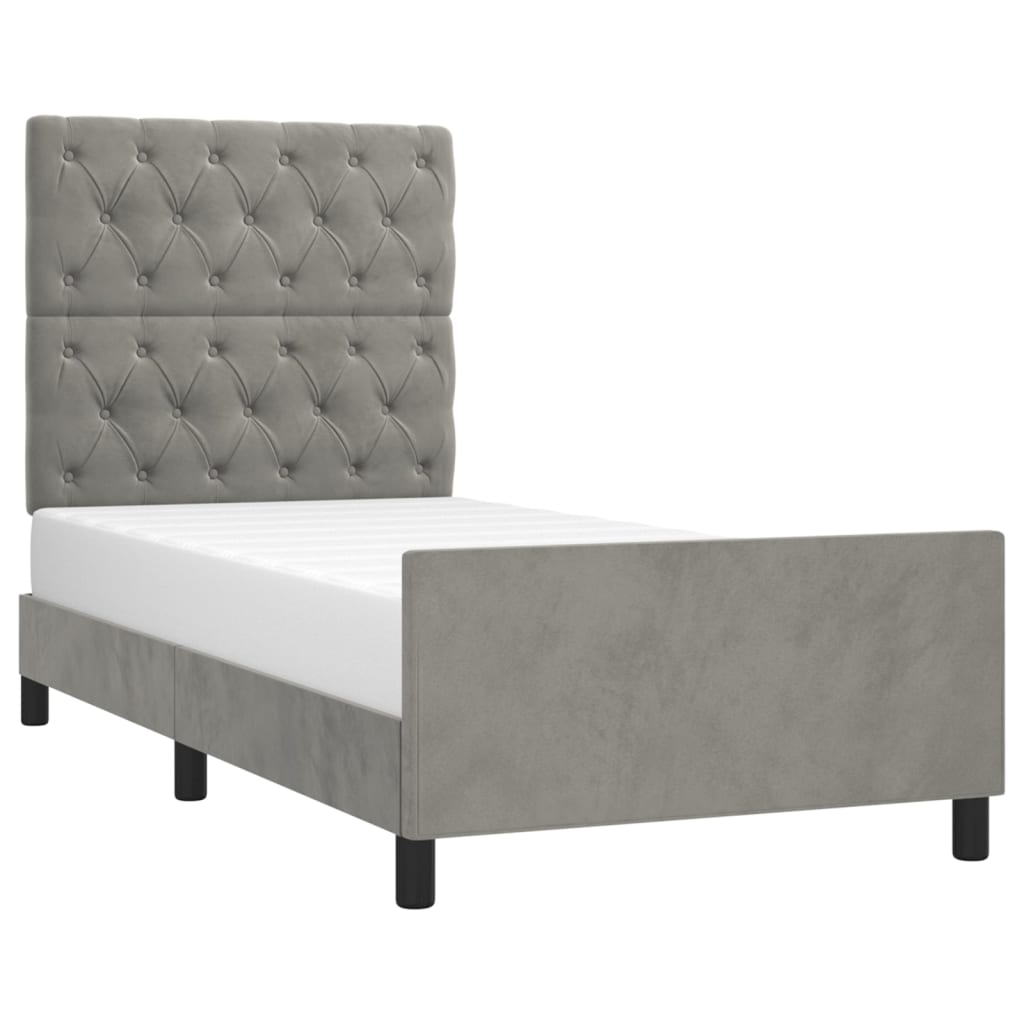Giroletto senza Materasso Grigio Chiaro 80x200 cm Velluto - homemem39