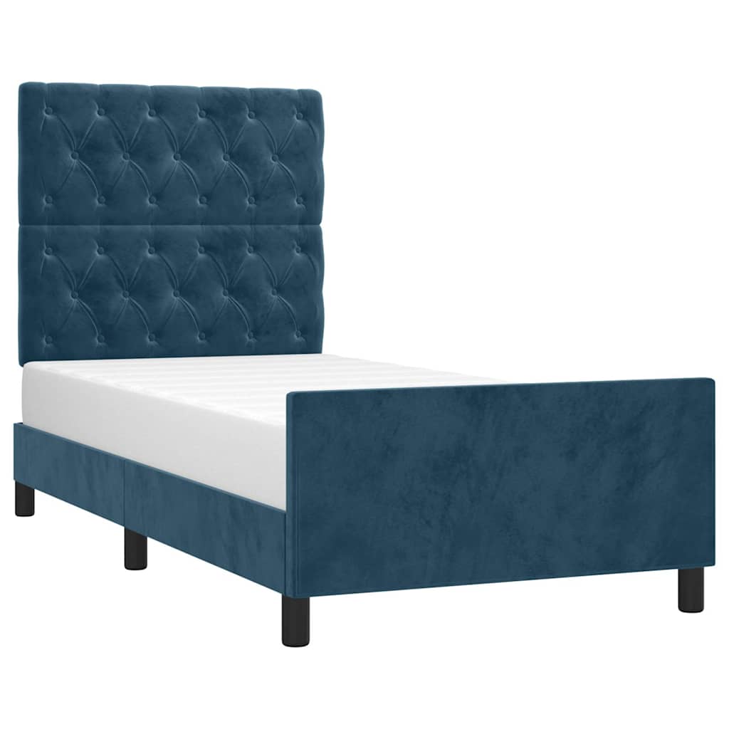 Giroletto senza Materasso Blu Scuro 80x200 cm in Velluto