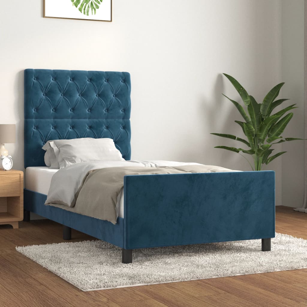 Giroletto senza Materasso Blu Scuro 80x200 cm in Velluto - homemem39