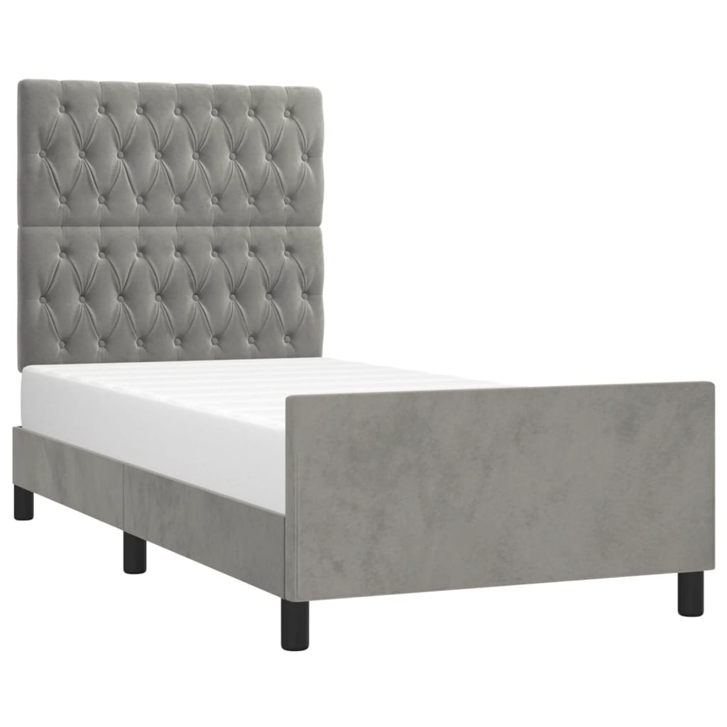 Giroletto senza Materasso Grigio Chiaro 90x190 cm Velluto - homemem39