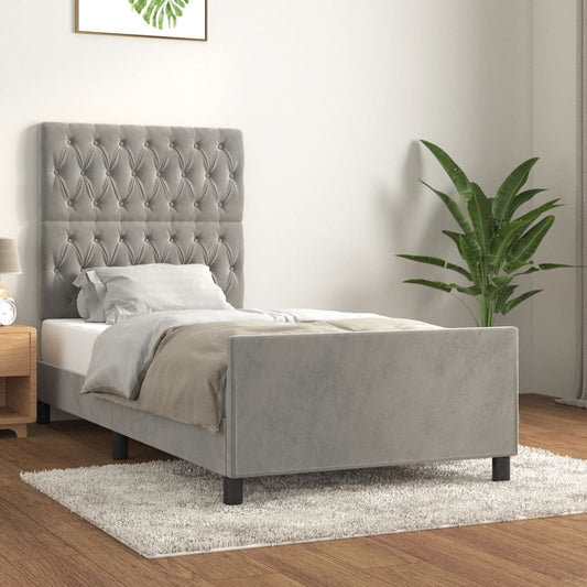 Giroletto senza Materasso Grigio Chiaro 90x190 cm Velluto - homemem39