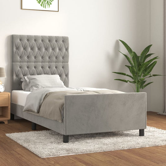 Giroletto senza Materasso Grigio Chiaro 90x200 cm Velluto - homemem39