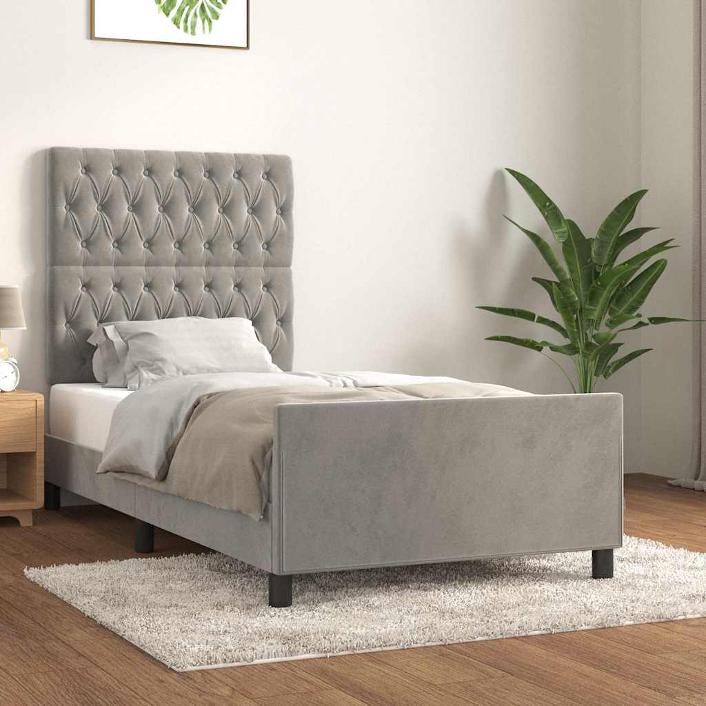 Giroletto senza Materasso Grigio Chiaro 90x200 cm Velluto