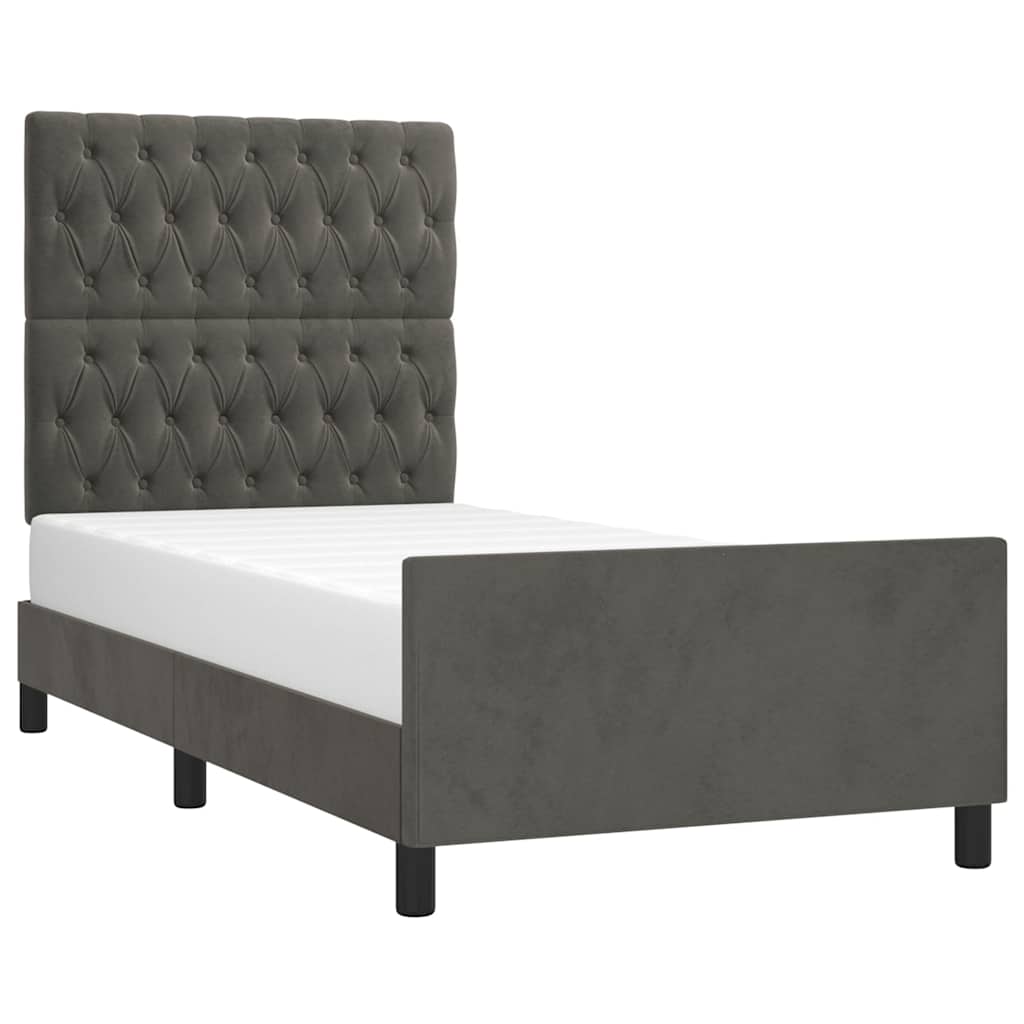 Giroletto senza Materasso Grigio Scuro 90x200 cm Velluto