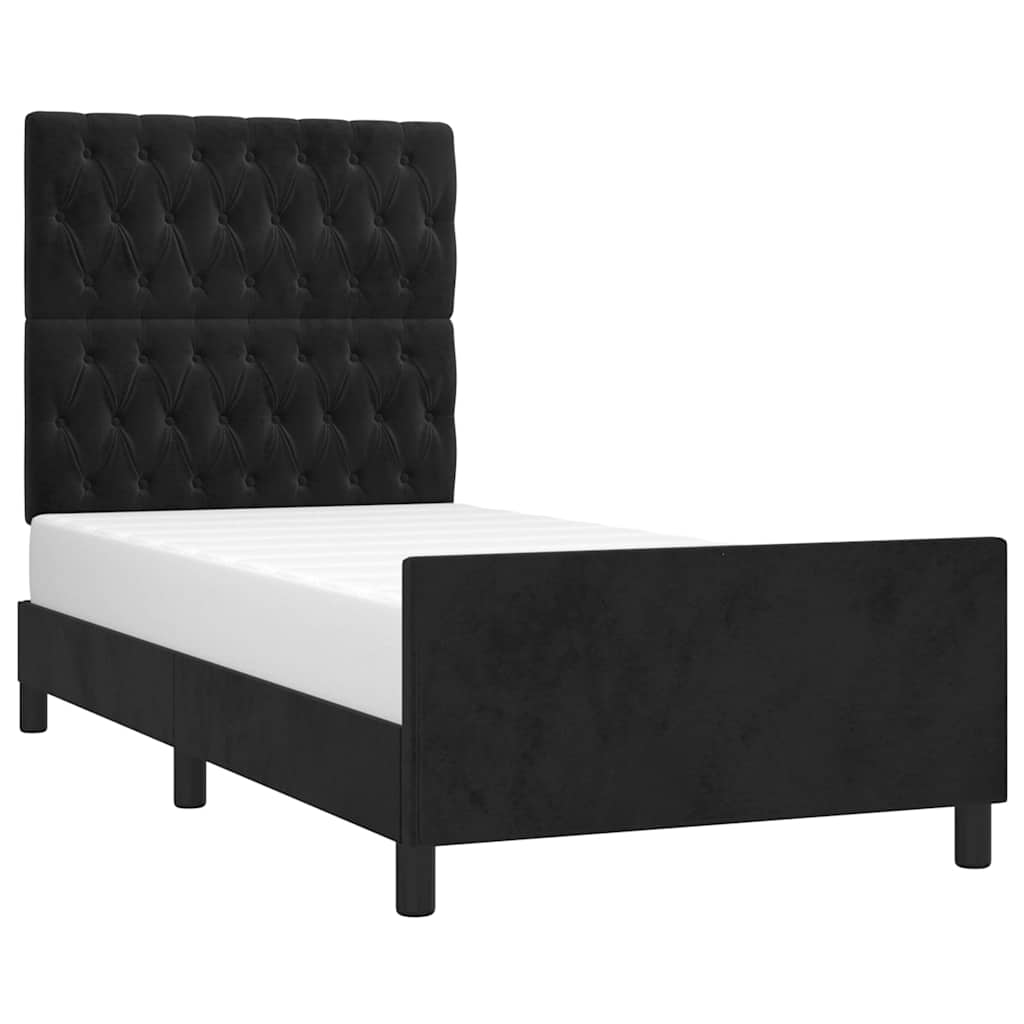 Giroletto senza Materasso Nero 100x200 cm in Velluto