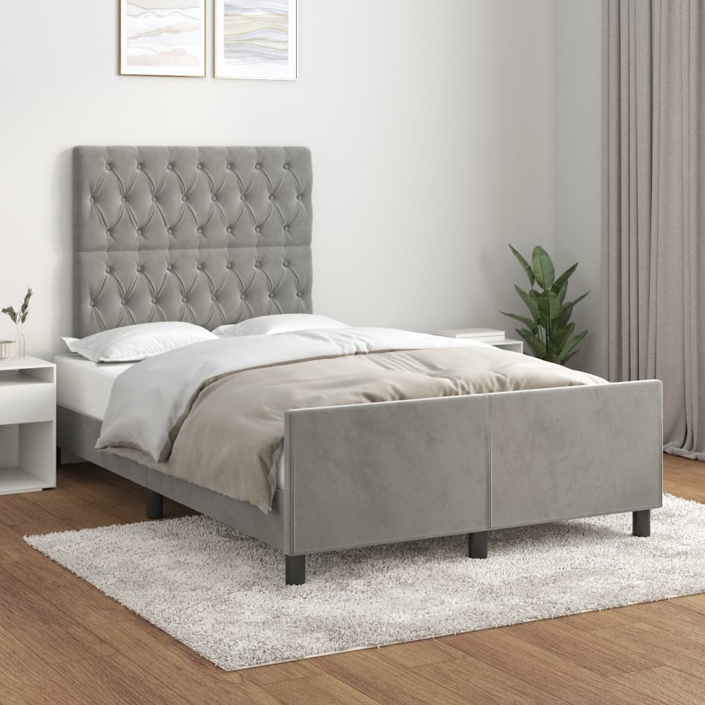 Giroletto senza Materasso Grigio Chiaro 120x200 cm Velluto - homemem39