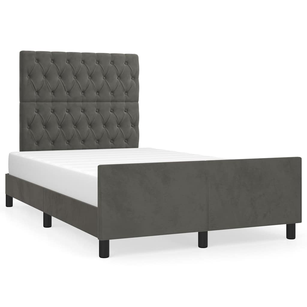 Giroletto senza Materasso Grigio Scuro 120x200 cm Velluto