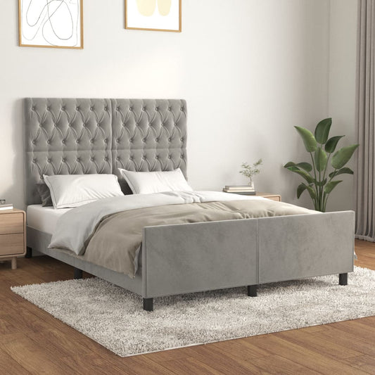 Giroletto senza Materasso Grigio Chiaro 140x190 cm Velluto - homemem39