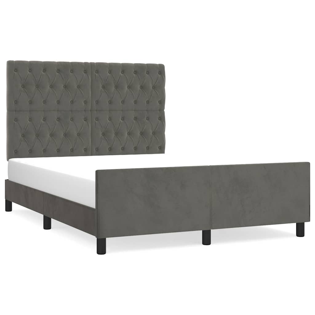 Giroletto senza Materasso Grigio Scuro 140x190 cm Velluto