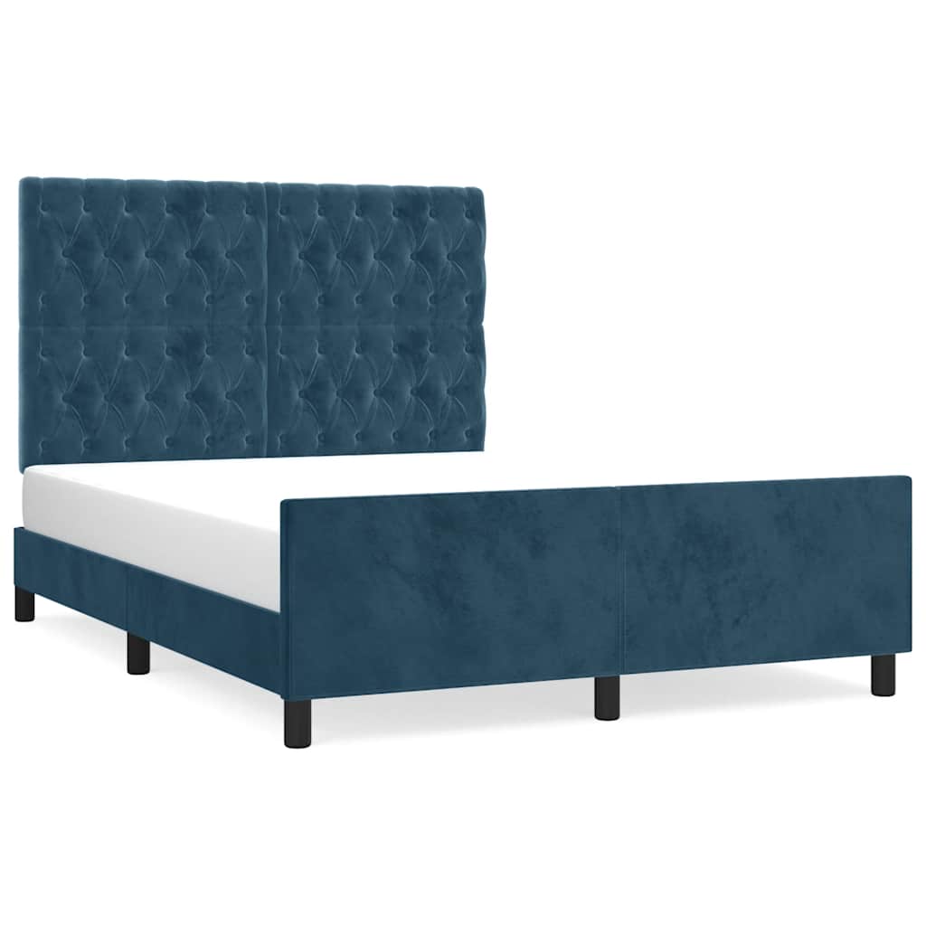 Giroletto senza Materasso Blu Scuro 140x190 cm in Velluto | homemem39