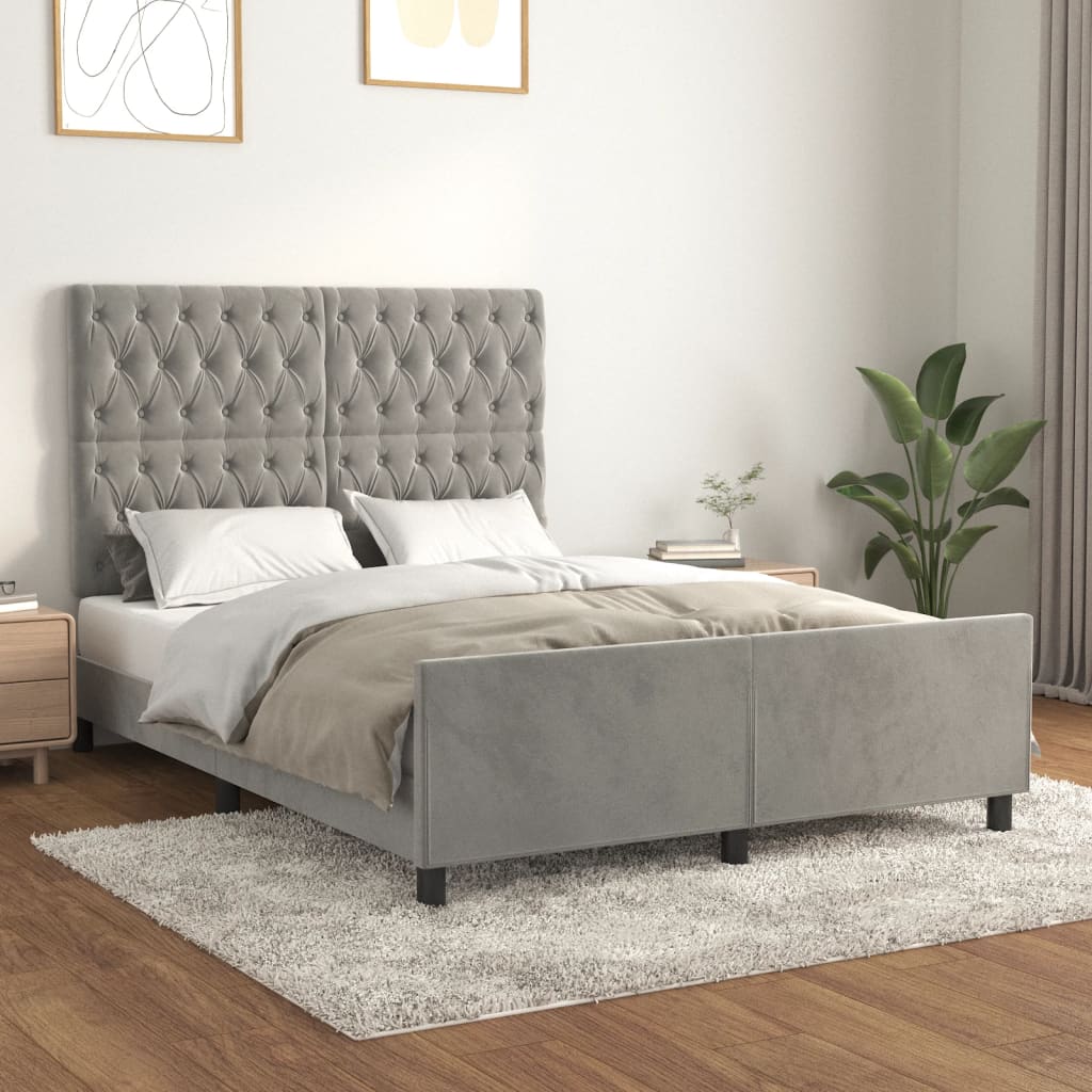 Giroletto senza Materasso Grigio Chiaro 140x200 cm Velluto - homemem39