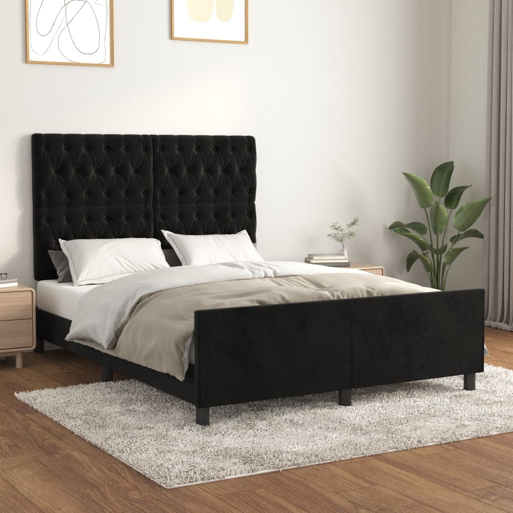 Giroletto senza Materasso Nero 140x200 cm in Velluto | homemem39