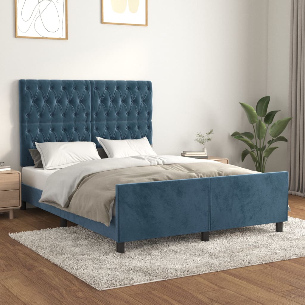 Giroletto senza Materasso Blu Scuro 140x200 cm Velluto - homemem39