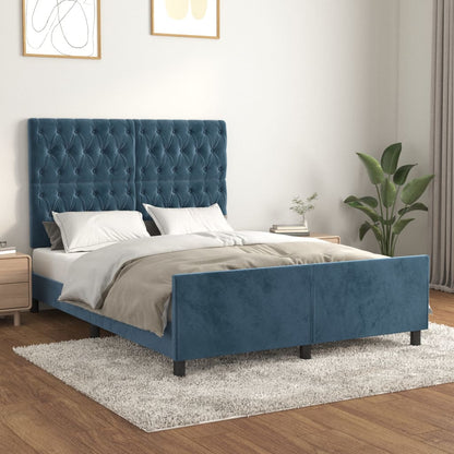 Giroletto senza Materasso Blu Scuro 140x200 cm Velluto - homemem39