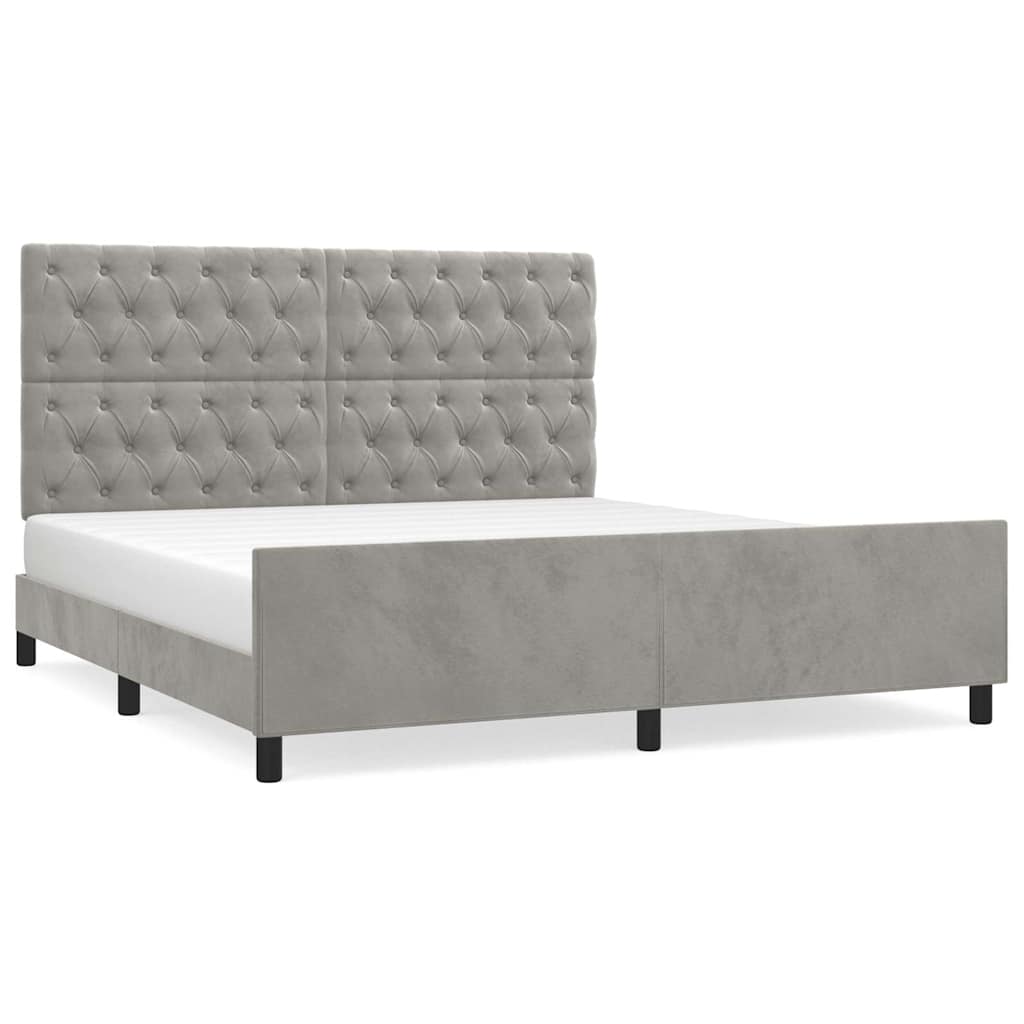 Giroletto senza Materasso Grigio Chiaro 160x200 cm Velluto