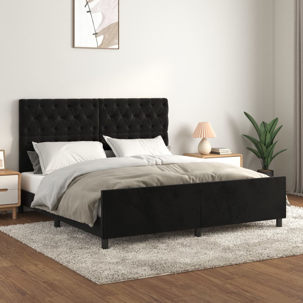 Giroletto senza Materasso Nero 160x200 cm in Velluto | homemem39