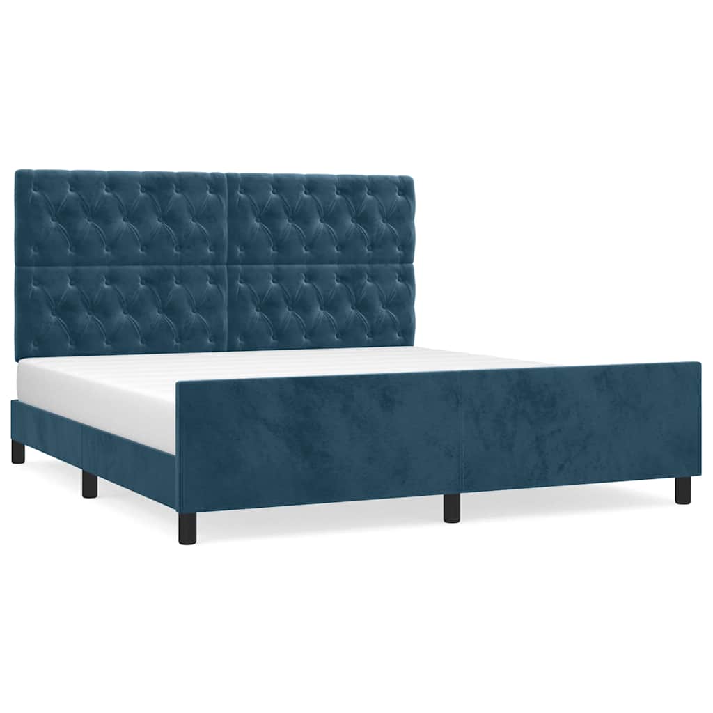 Giroletto senza Materasso Blu Scuro 160x200 cm in Velluto | homemem39