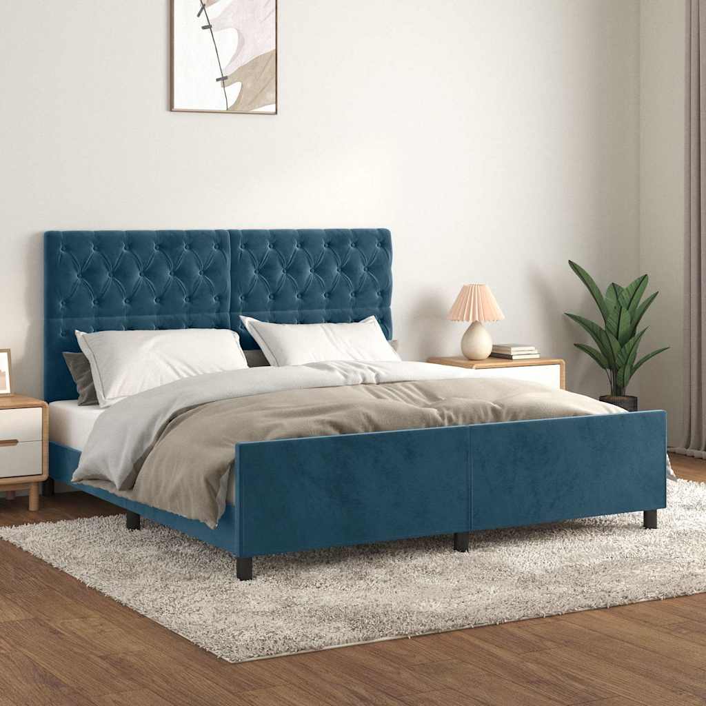 Giroletto senza Materasso Blu Scuro 160x200 cm in Velluto