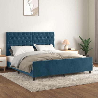Giroletto senza Materasso Blu Scuro 160x200 cm in Velluto