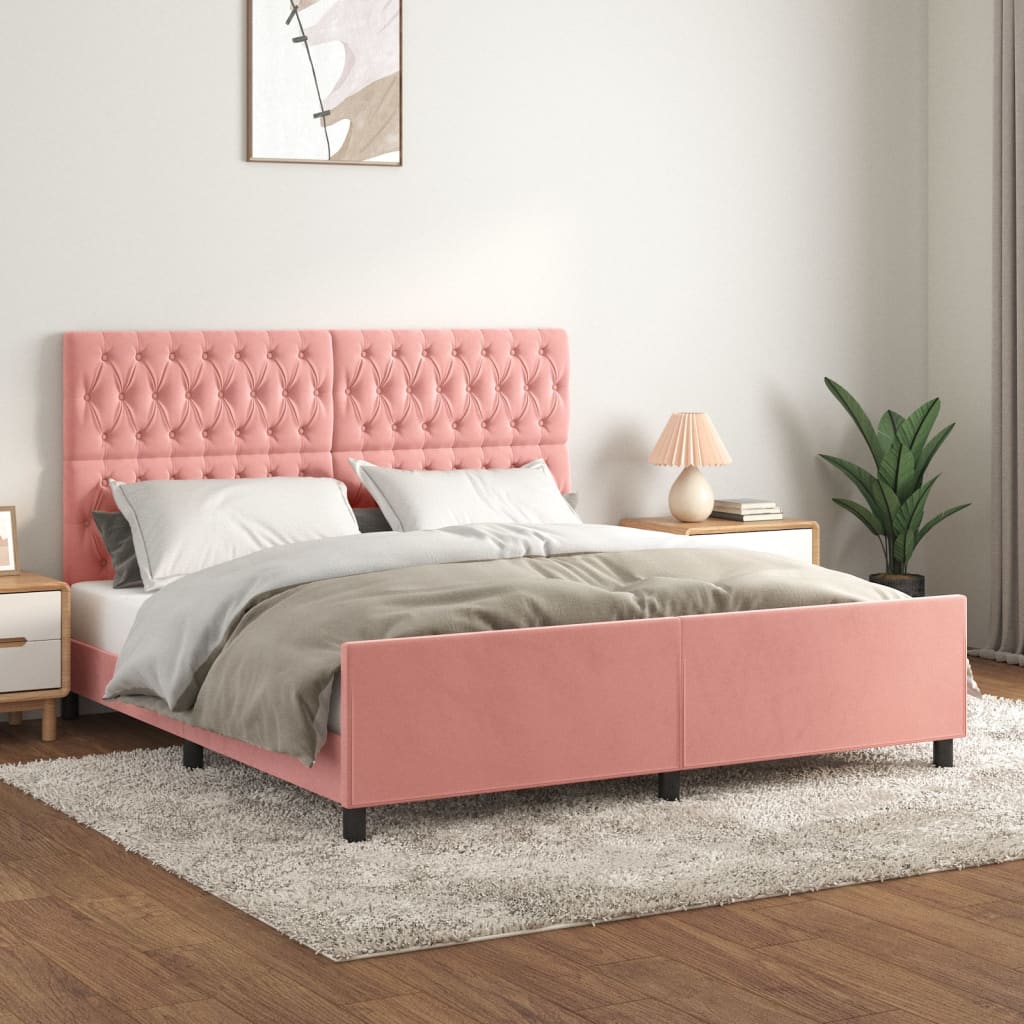 Giroletto con Testiera Rosa 180x200 cm in Velluto | homemem39