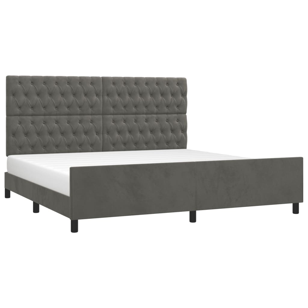 Giroletto senza Materasso Grigio Scuro 200x200 cm Velluto | homemem39