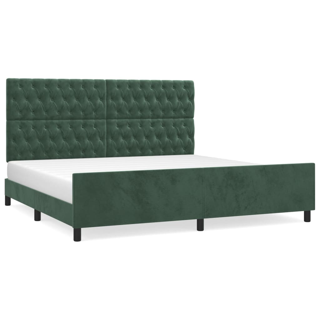 Giroletto senza Materasso Verde Scuro 200x200 cm in Velluto - homemem39