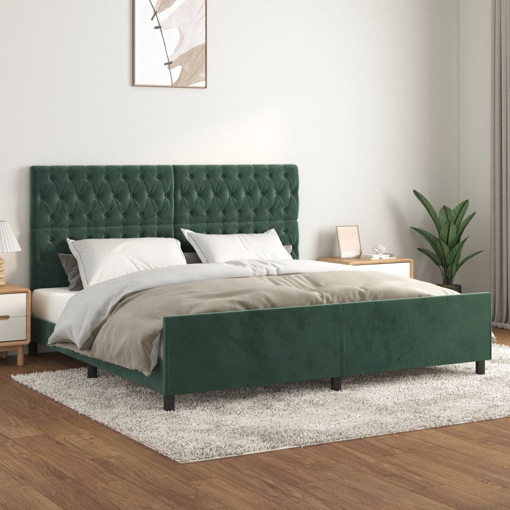 Giroletto senza Materasso Verde Scuro 200x200 cm in Velluto - homemem39