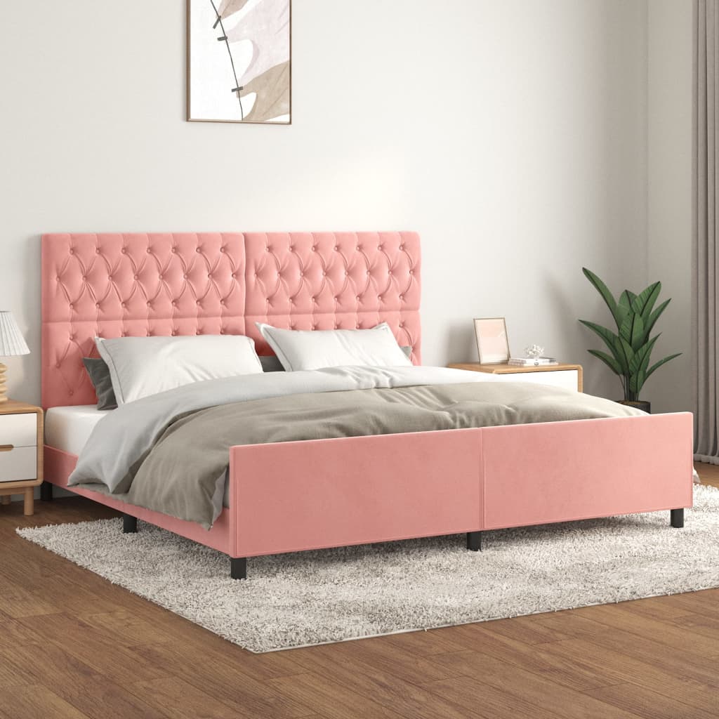 Giroletto con Testiera Rosa 200x200 cm in Velluto | homemem39