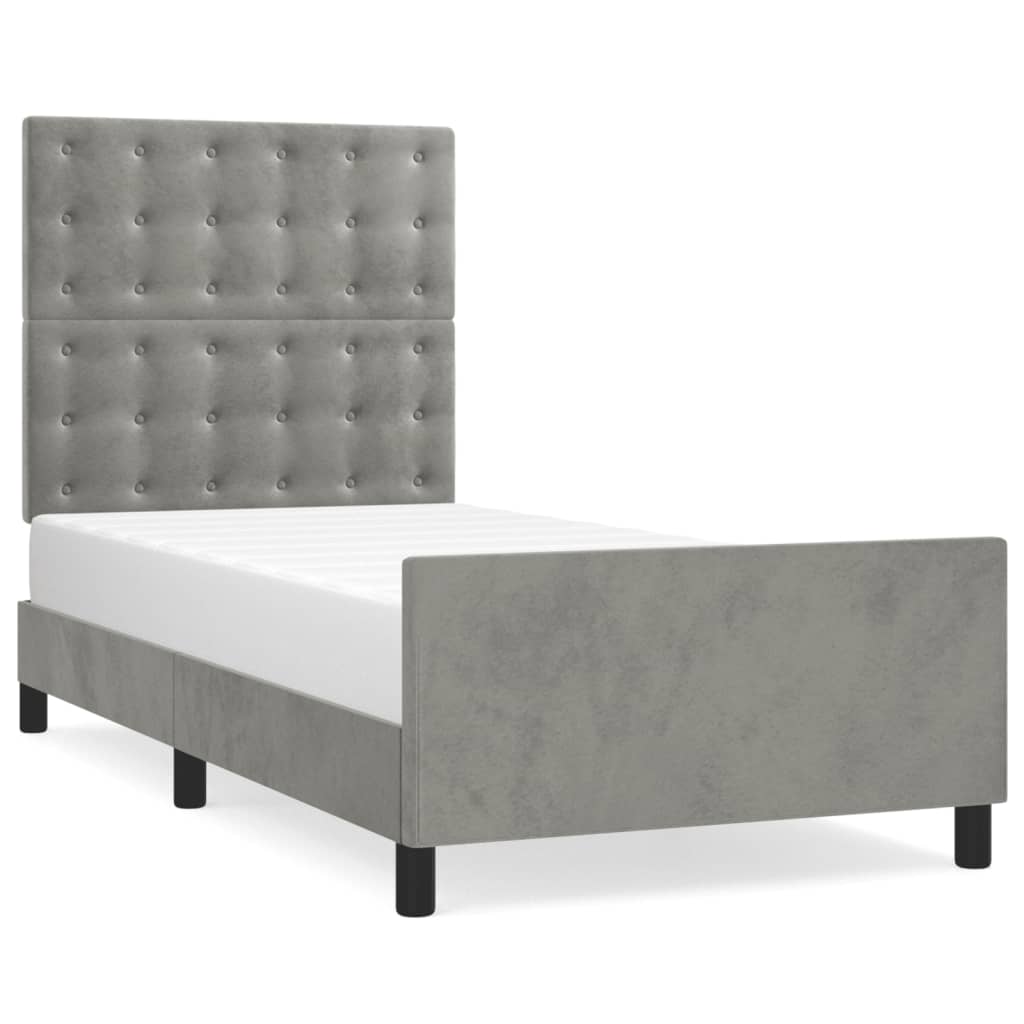 Giroletto senza Materasso Grigio Chiaro 80x200 cm Velluto - homemem39