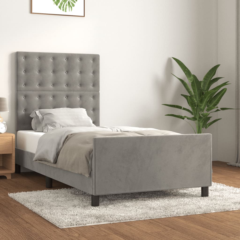 Giroletto senza Materasso Grigio Chiaro 80x200 cm Velluto - homemem39