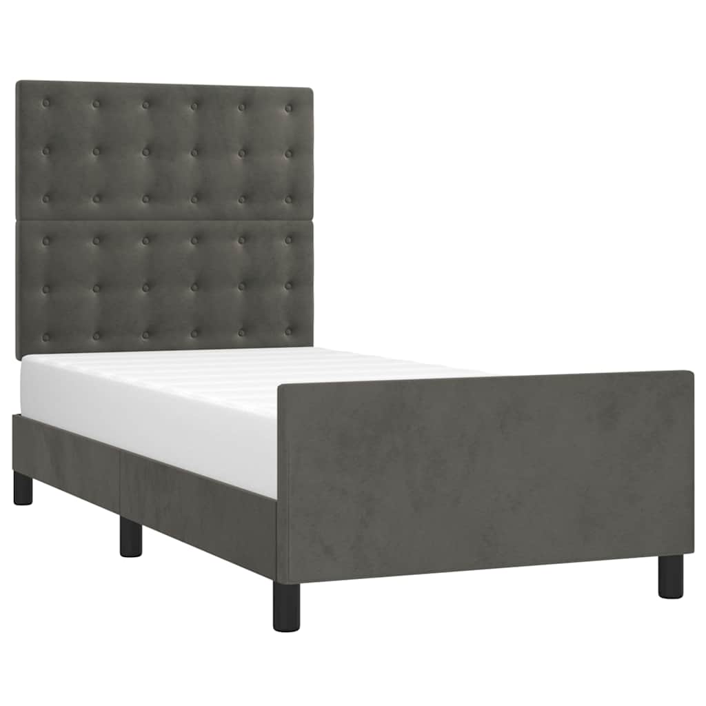 Giroletto senza Materasso Grigio Scuro 80x200 cm Velluto