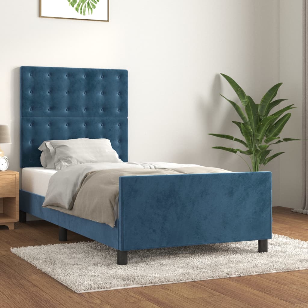 Giroletto senza Materasso Blu Scuro 90x190 cm in Velluto | homemem39